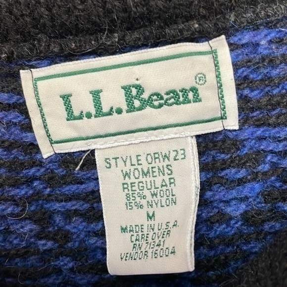 L.L. Bean Wool Fair Isle Nordic Cardigan Sweater Silver Buttons Size Medium (M) - Picture 6 of 6